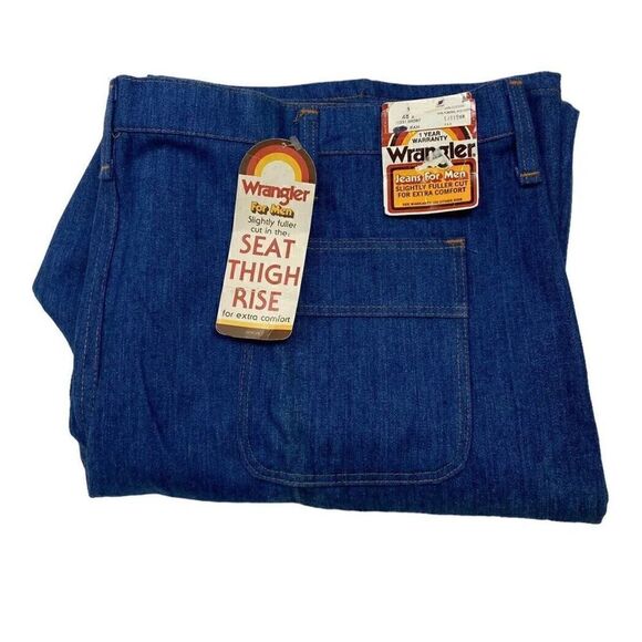 Vtg 1970's Wrangler Blue Jean Regular Fit Dead Stock Straight Boot 48x30 1J115MW - Picture 14 of 14